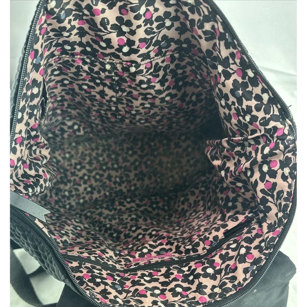 Vera Bradley Change It Up Backpack in Black Quilted Fabric Zip Closure‎